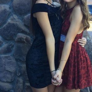 Velvet black body con dress.